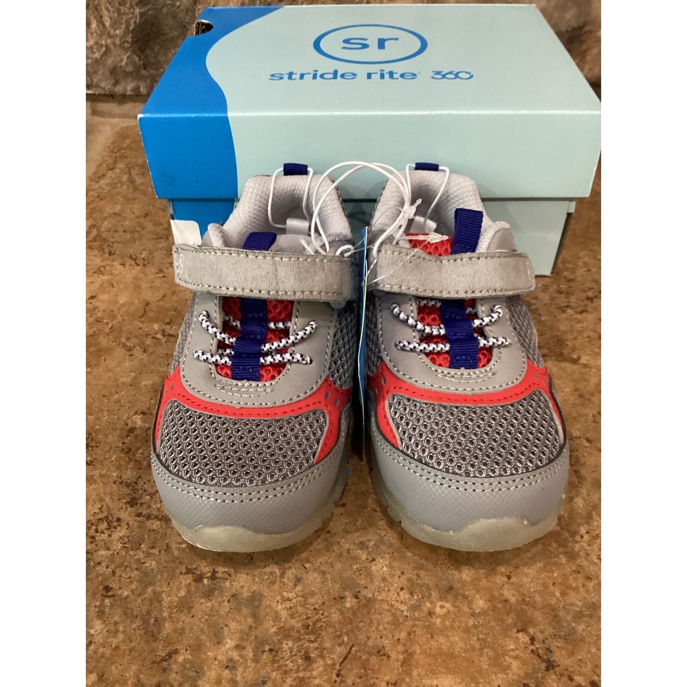 Stride Rite 360 Marcel Grey Red Blue Light Up Sneakers Toddler 7M Boys New